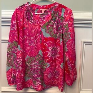 Lilly Pulitzer 100% Silk Foral Blouse size XS